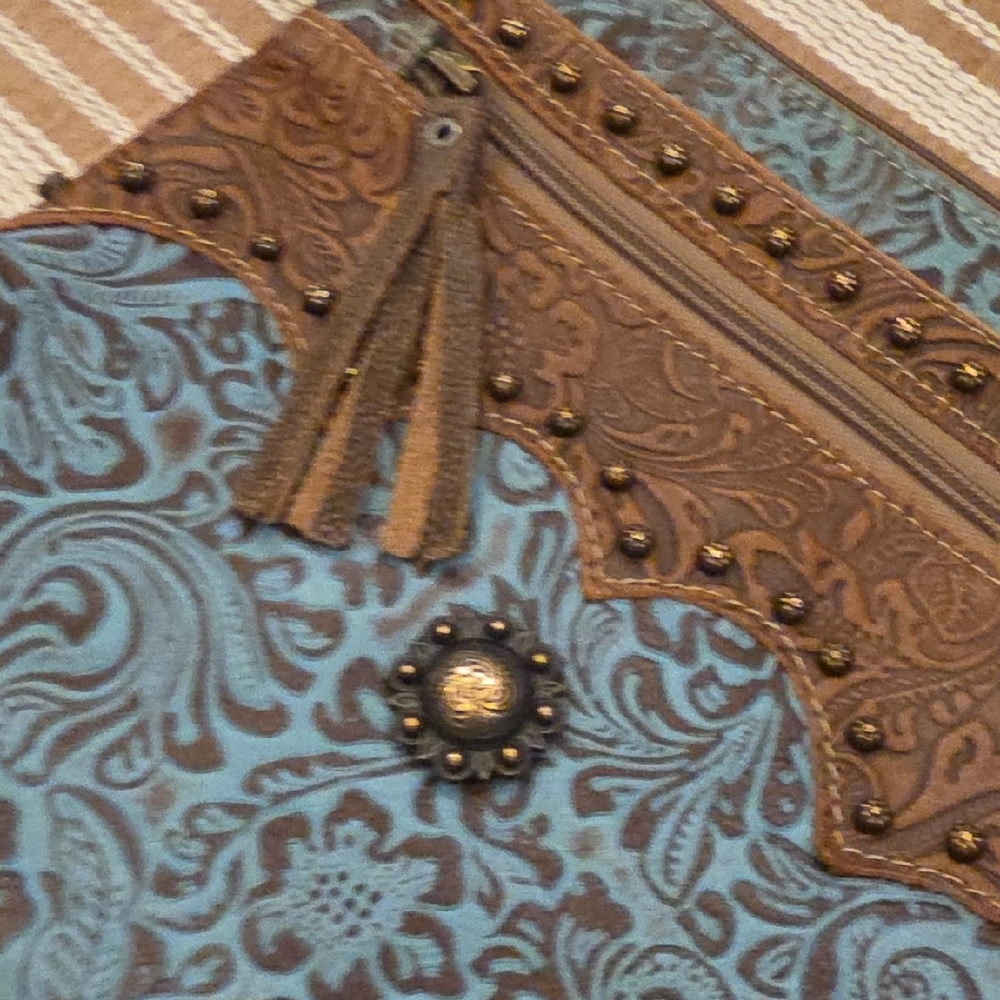 Brown and Blue Patterned Women's Bag - Picture 9 of 9